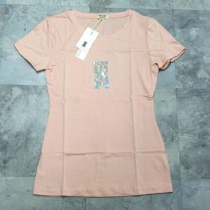 #10148-2 Women’s Round Neck Basic Top,Flamingo,L.